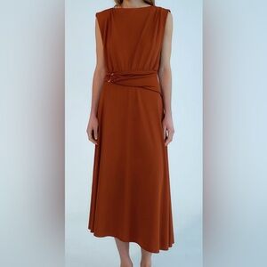 Zara womens belted midi dress